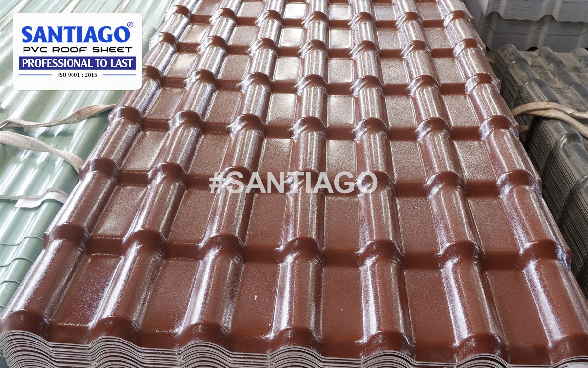 Brown ASA/PVC roof tiles at the Santiago factory, March 2022