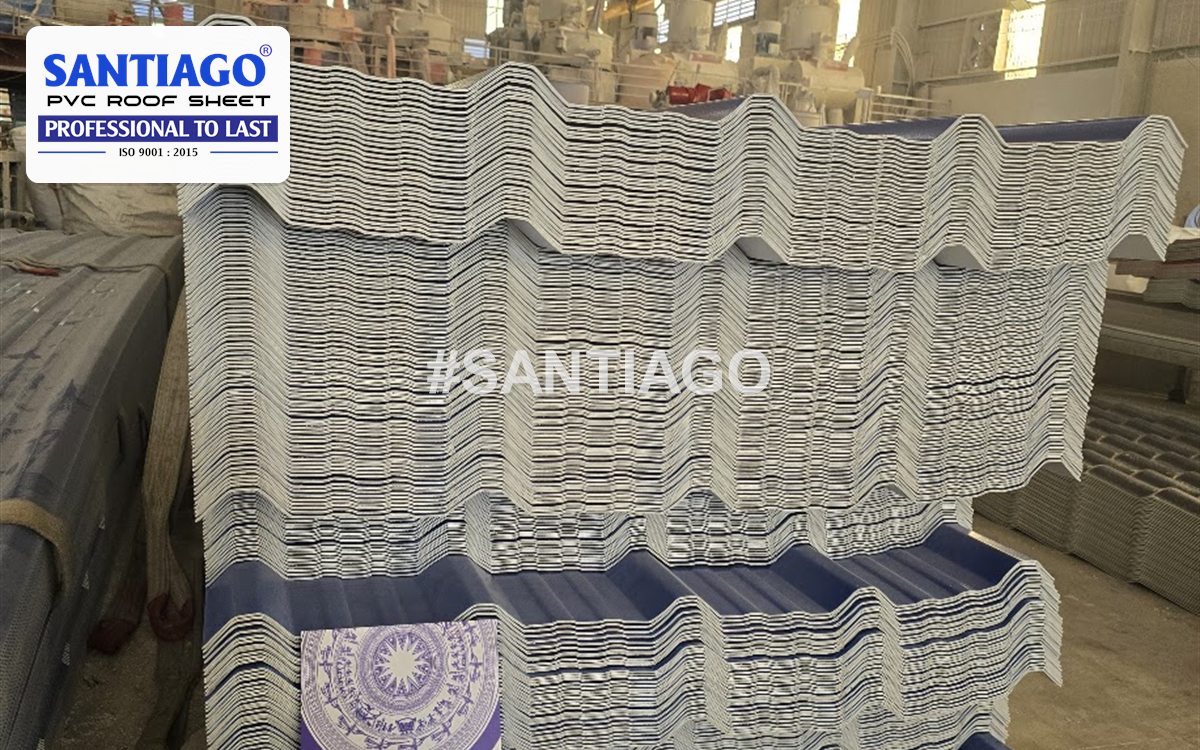 ASA/PVC roof tiles in stock at the Santiago factory, March 2025
